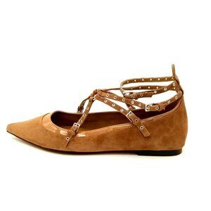 NEW Jeffrey Campbell Caged Flats Womens 8.5 Brown Suede Contemporary Chic Boho
